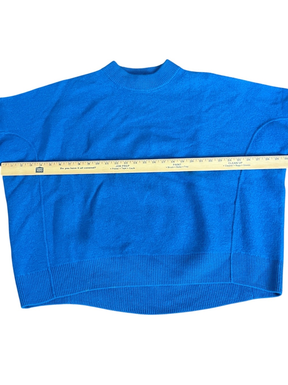 COS Oversized Boiled Wool Sweater L Cobalt Blue Crewneck Minimalist Seam Detail - Picture 6 of 9